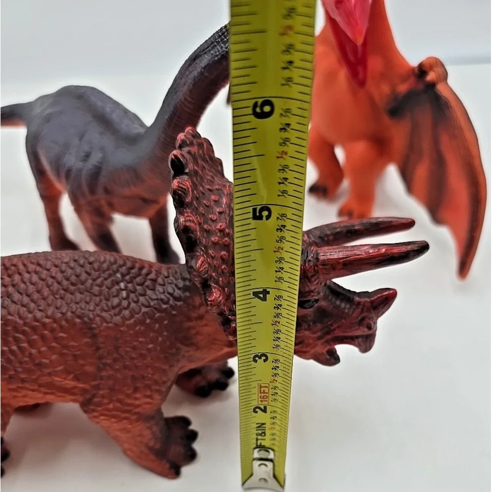 Dinosaur Triceratops Brontosaurus Pterodactyl Soft Rubber Toy Figures Lot‎